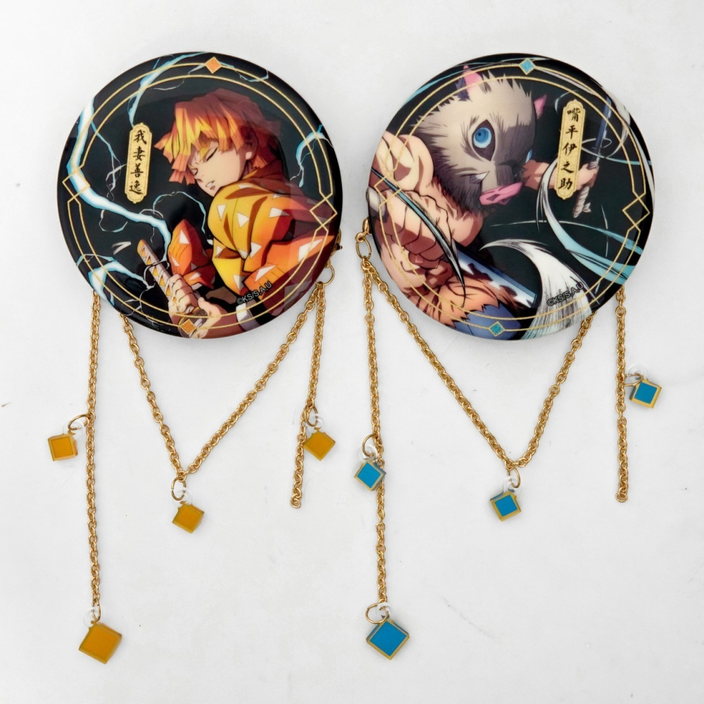 《周邊》陸版官方 正版授權 鬼滅之刃 全集中展 插畫 掛鏈徽章 炭治郎 禰豆子 我妻善逸 煉獄杏壽郎 宇髄天元 胡蝶忍-細節圖3