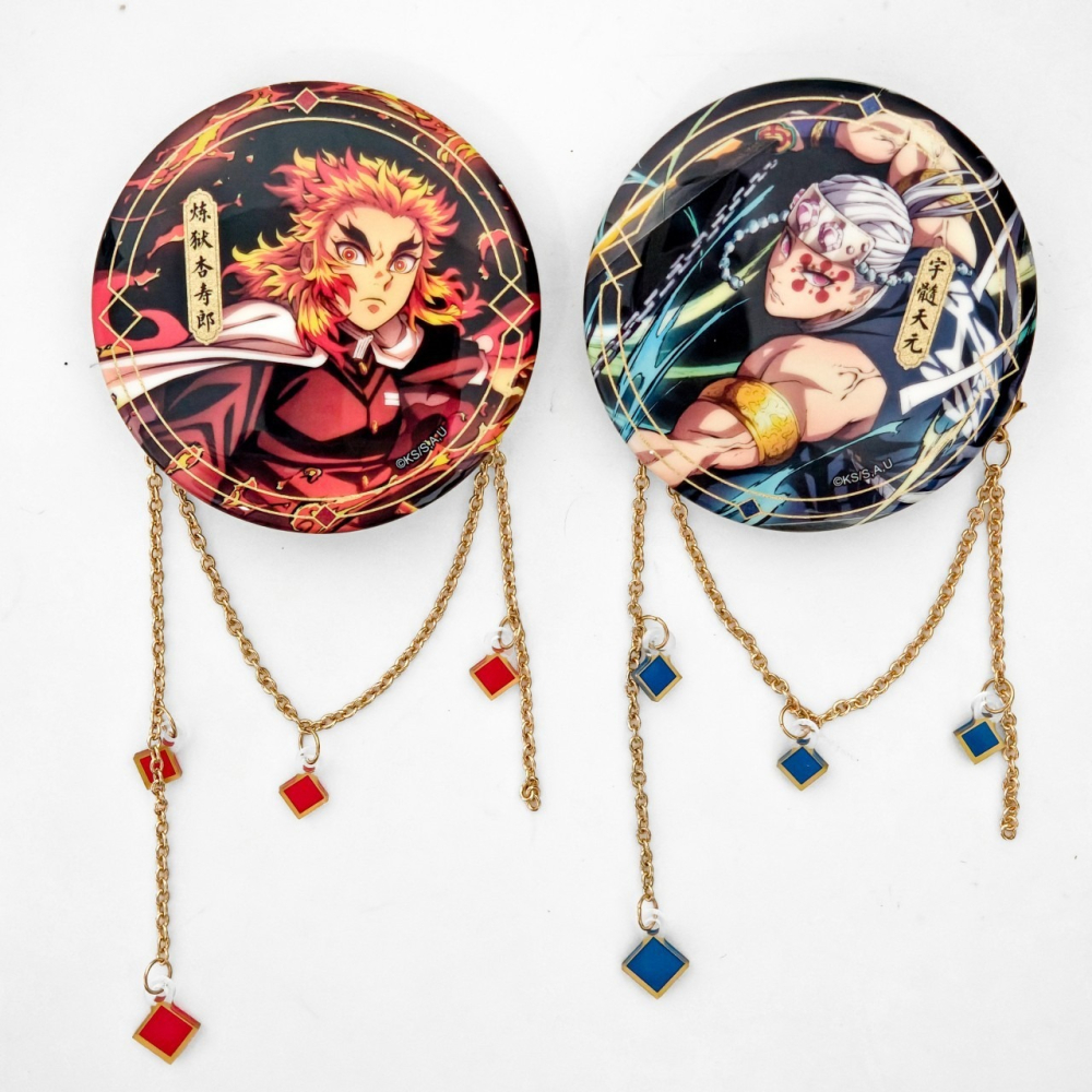 《周邊》陸版官方 正版授權 鬼滅之刃 全集中展 插畫 掛鏈徽章 炭治郎 禰豆子 我妻善逸 煉獄杏壽郎 宇髄天元 胡蝶忍-細節圖5