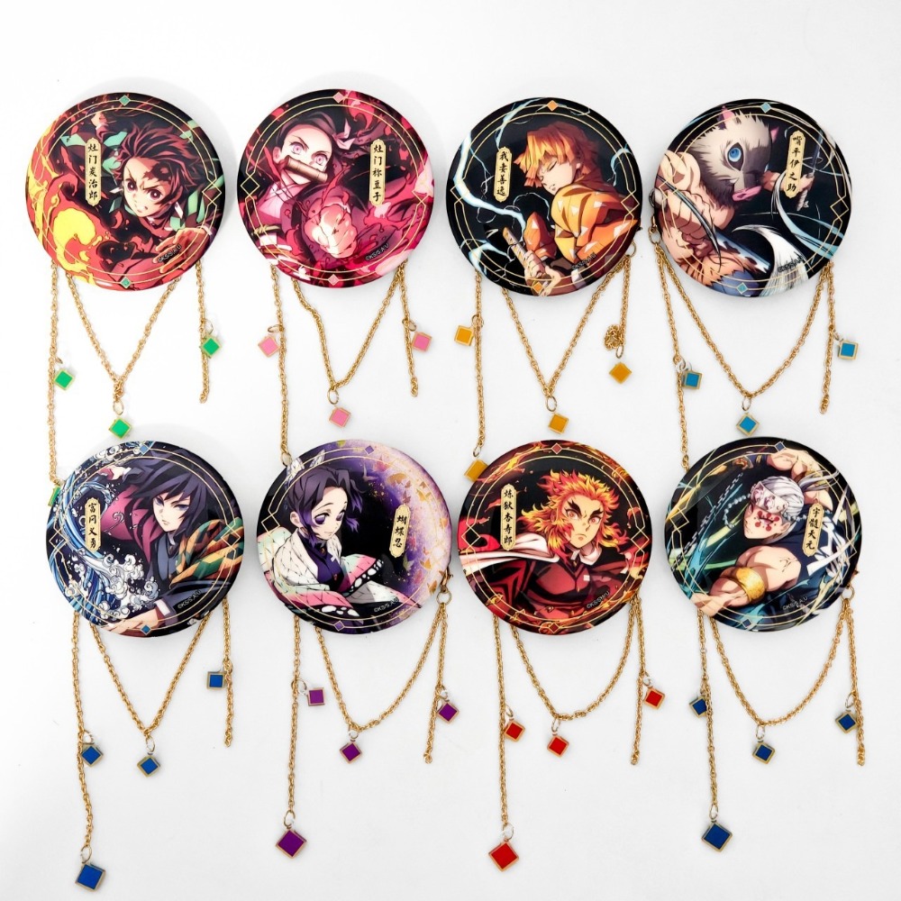 《周邊》陸版官方 正版授權 鬼滅之刃 全集中展 插畫 掛鏈徽章 炭治郎 禰豆子 我妻善逸 煉獄杏壽郎 宇髄天元 胡蝶忍-規格圖7