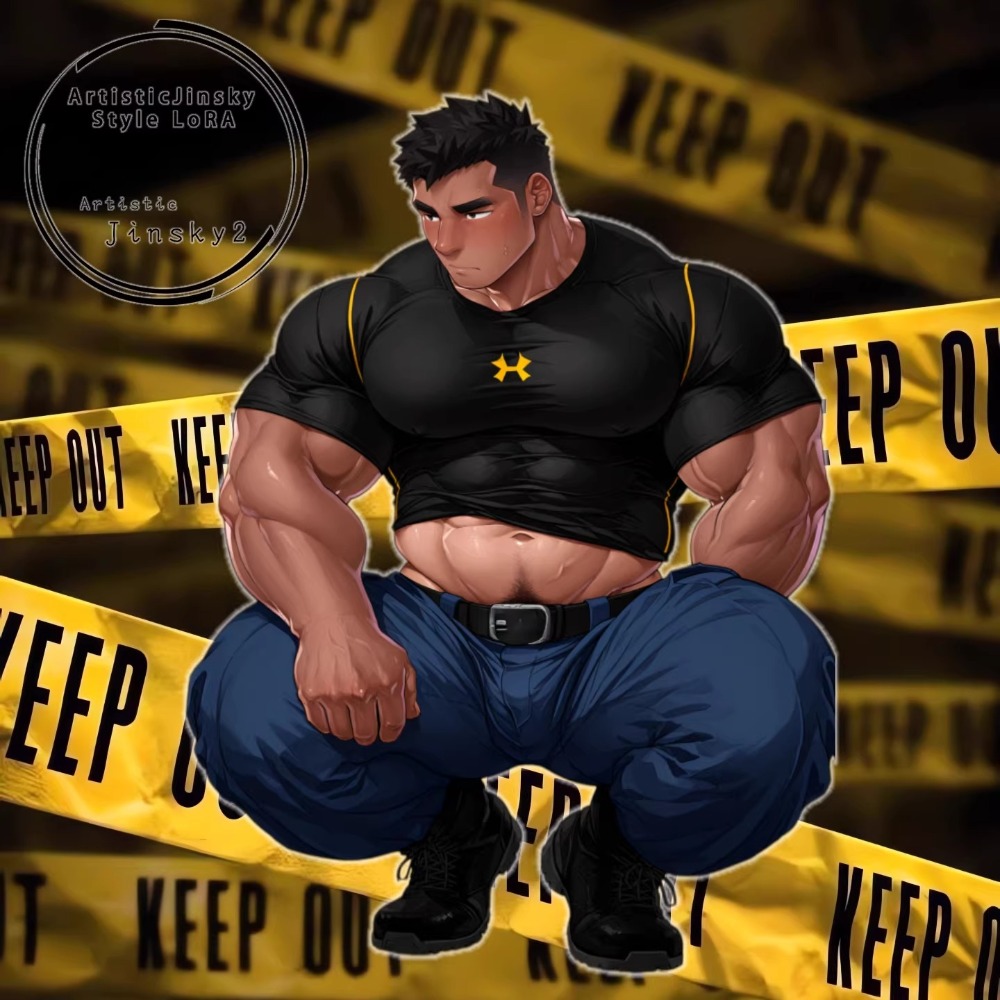 《周邊》肌肉 肌肉男 體育生 壓克力立牌 ArtisticJinsky 蹲姿Ver.-規格圖1