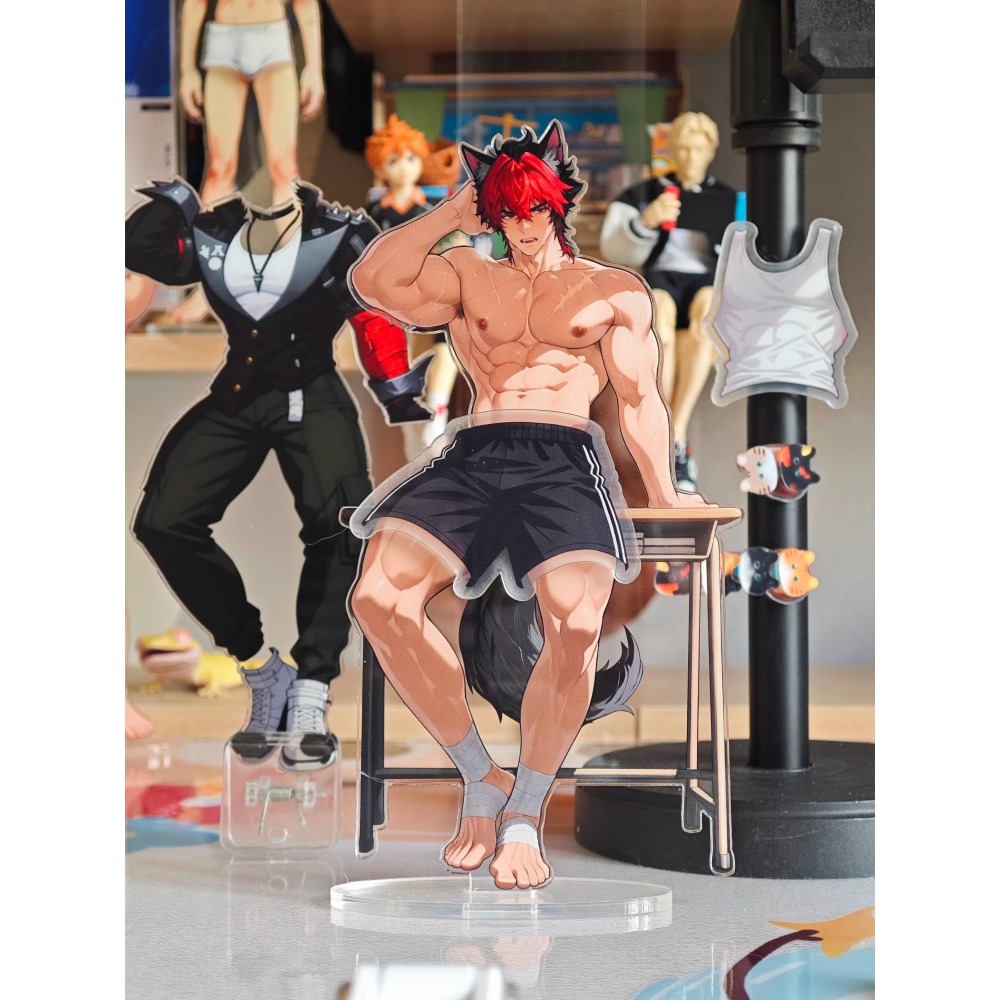《周邊》原創 肌肉 肌肉男 體育生 壓克力立牌 磁吸換裝立牌 磁吸立牌 換裝立牌 絕區零 狛野真斗 犬希人 獸人 教室-細節圖3
