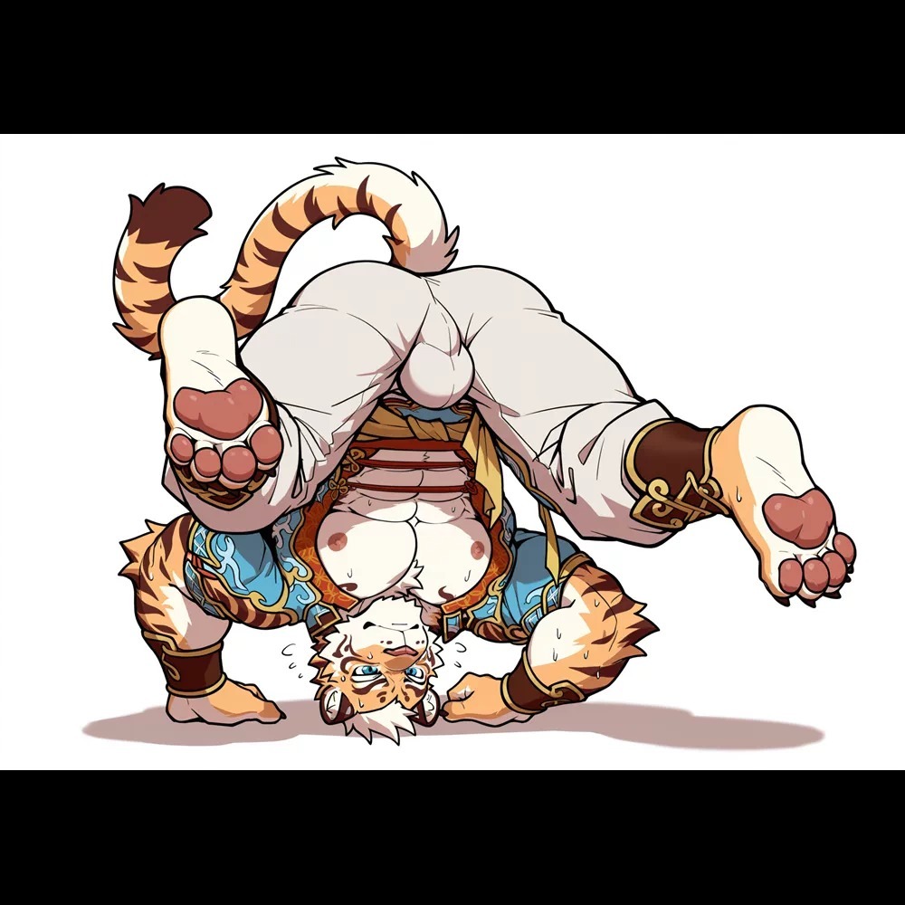 《周邊》肌肉 肌肉男 體育生 壓克力立牌 Furry 獸人 福瑞 家有大貓 林虎 倒立Ver-規格圖1
