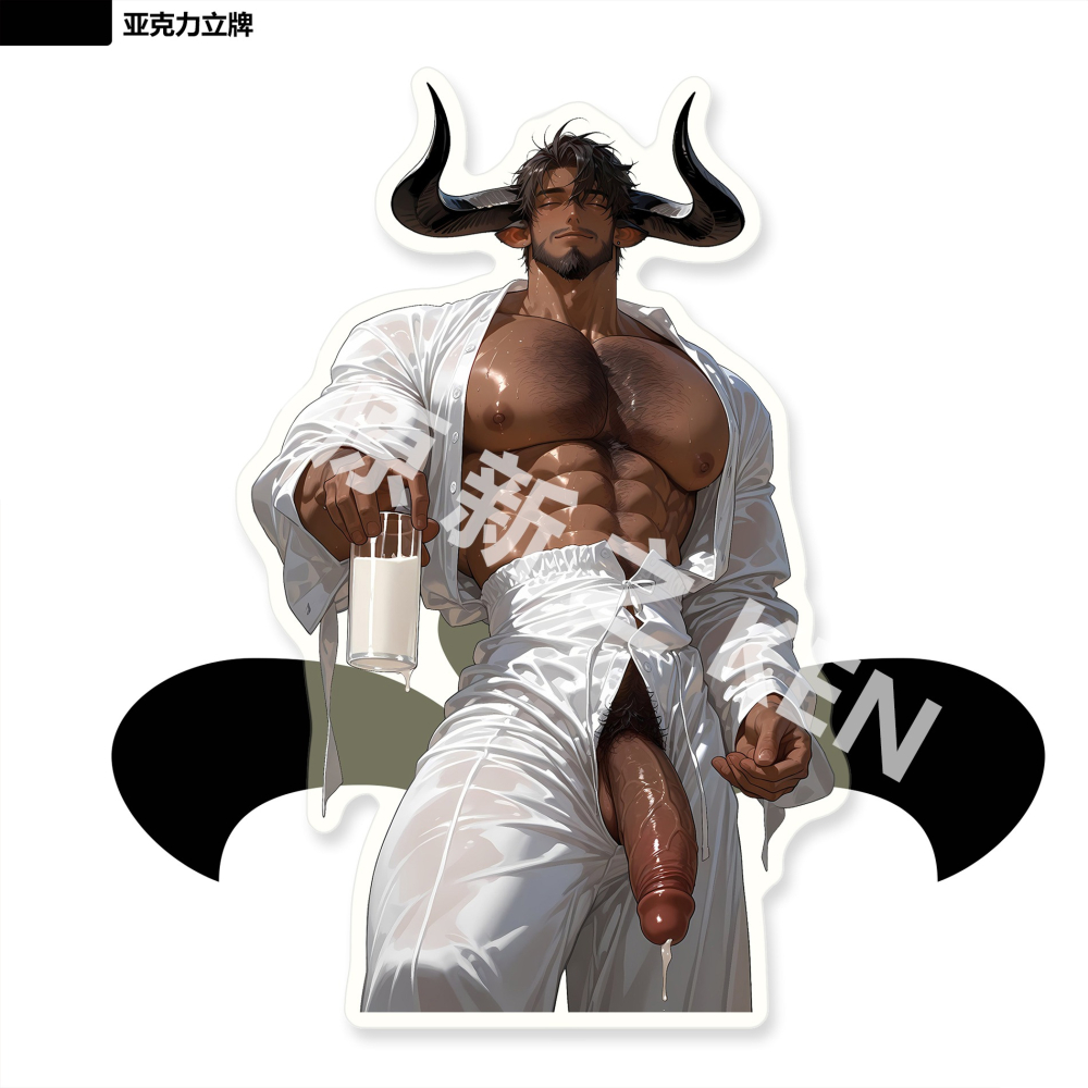 《周邊》肌肉 肌肉男 體育生 運動員 壓克力立牌 超大 立牌 牛頭人 牛奶Ver.-細節圖2
