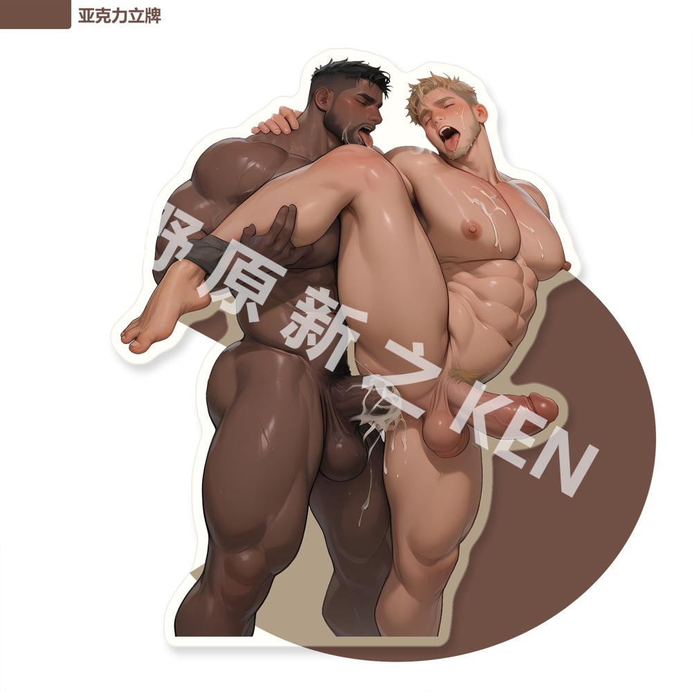 《周邊》肌肉 肌肉男 體育生 運動員 壓克力立牌 超大 立牌  雙人共舞 黑白配Ver.-細節圖2