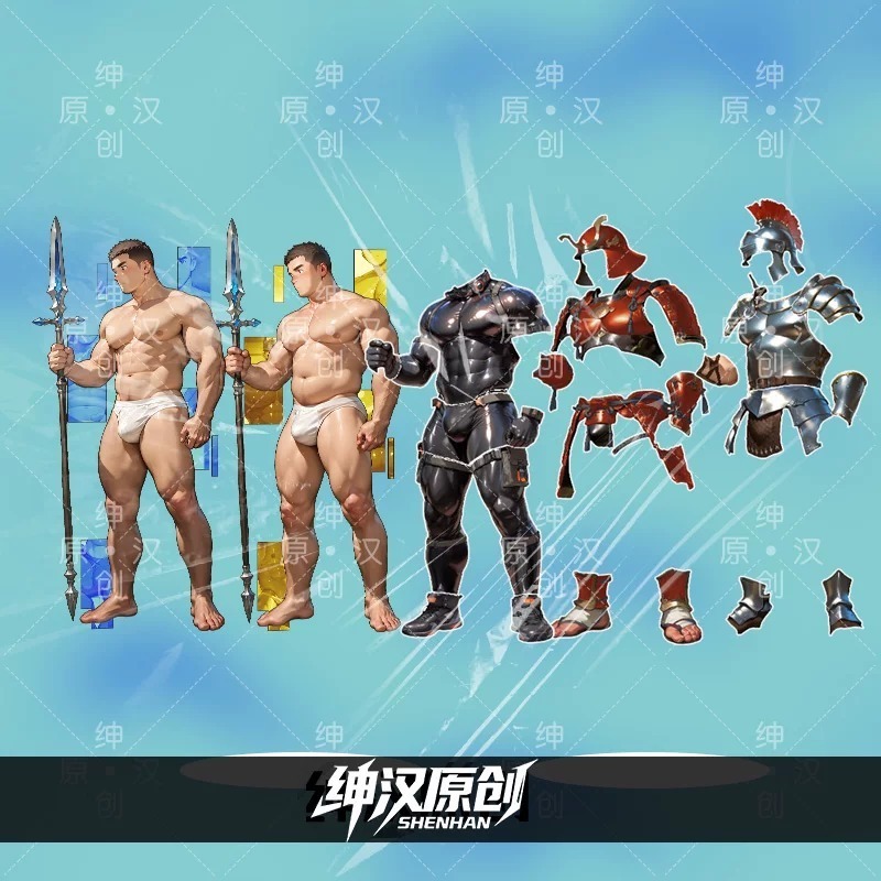 《周邊》原創 肌肉 肌肉男 體育生 壓克力立牌 磁吸立牌 換裝立牌 戰士 武士 羅馬戰士-細節圖2