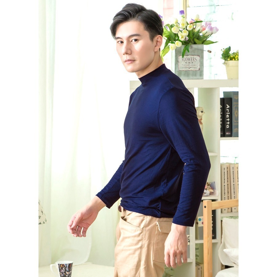 5138男款 半高領 彈性蓄熱磨毛保暖衣 發熱衣 薄款-細節圖4