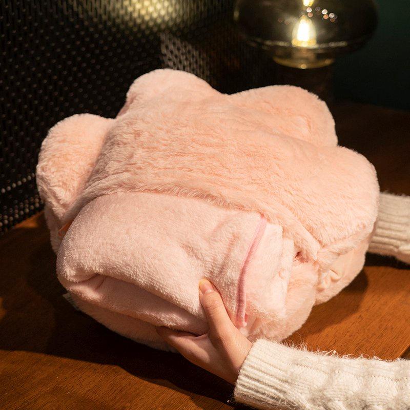 🎀【現貨+發票】《貓奴必備！》可愛貓咪貓掌貓爪肉球枕頭靠墊暖手抱枕毛毯空調毯子午睡毯子被子抱枕毯三用枕珊瑚絨毯情人節禮物-細節圖6