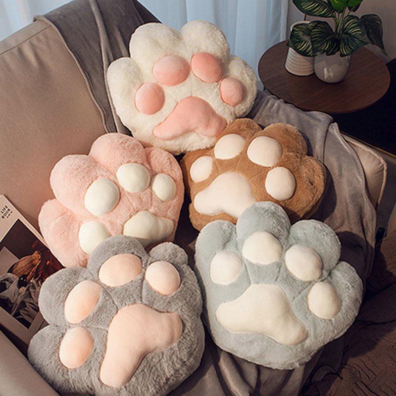 🎀【現貨+發票】《貓奴必備！》可愛貓咪貓掌貓爪肉球枕頭靠墊暖手抱枕毛毯空調毯子午睡毯子被子抱枕毯三用枕珊瑚絨毯情人節禮物-細節圖7