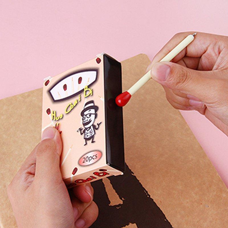 🎀【現貨+發票】創意搞怪仿真文具小清新中性筆 火柴筆 火柴造型筆 火柴盒 番仔火筆 火柴圓珠筆 婚禮小物療癒小物交換禮物-細節圖3