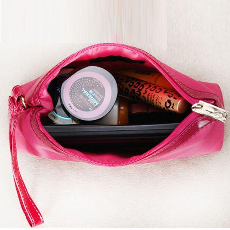 🎀【現貨+發票】桃紅純色空白素面簡約尼龍化妝包手拿包手機包隨身收納包洗漱包盥洗包過夜包萬用包筆袋隨身包筆刷包小物包零錢包-細節圖2