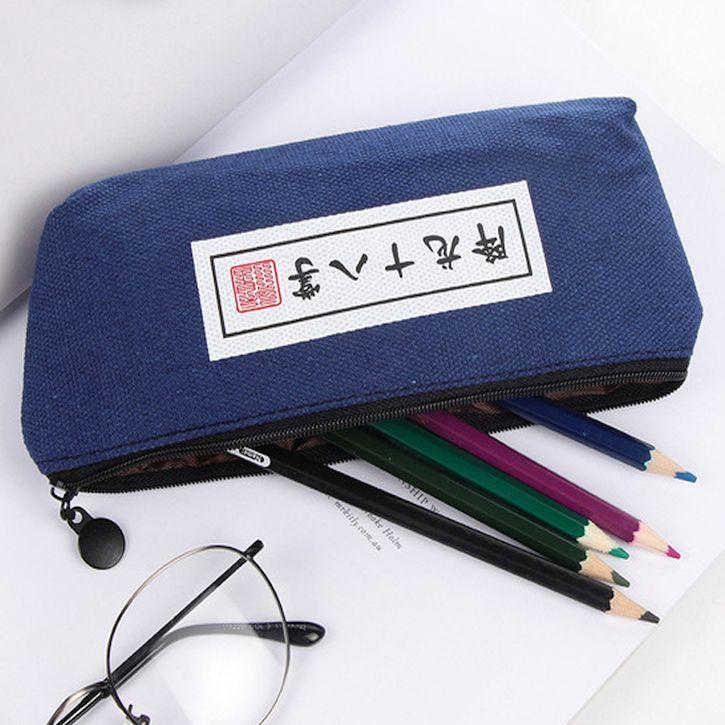 🎀【現貨+發票】新款INS搞怪創意復古文青文字筆袋武林武功祕笈筆袋帆布筆袋大容量筆袋船型帆布學生筆袋收納袋化妝包鉛筆盒-細節圖4