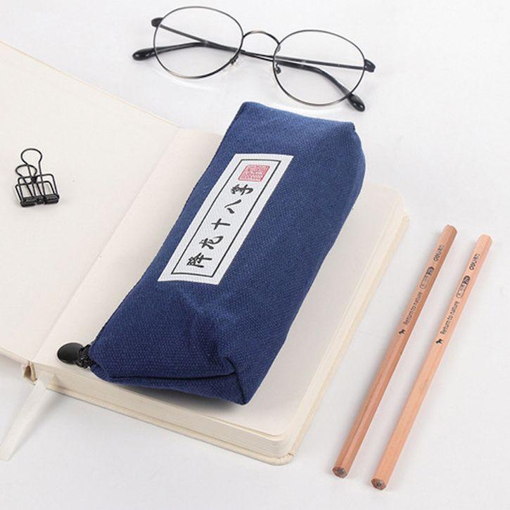 🎀【現貨+發票】新款INS搞怪創意復古文青文字筆袋武林武功祕笈筆袋帆布筆袋大容量筆袋船型帆布學生筆袋收納袋化妝包鉛筆盒-細節圖5