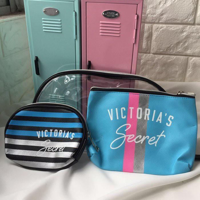 🎀【現貨+發票】韓版新款三件組防水條紋透明化妝包手拿包手機包隨身收納包洗漱包盥洗包萬用包筆袋隨身包筆刷包小物包零錢包-細節圖2