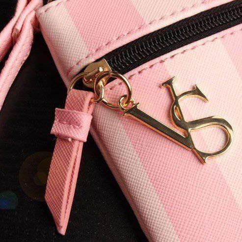 🎀【現貨+發票】韓版新款粉色條紋PU化妝包手拿包手機包隨身收納包洗漱包盥洗包過夜包萬用包筆袋隨身包筆刷包小物包零錢包-細節圖2