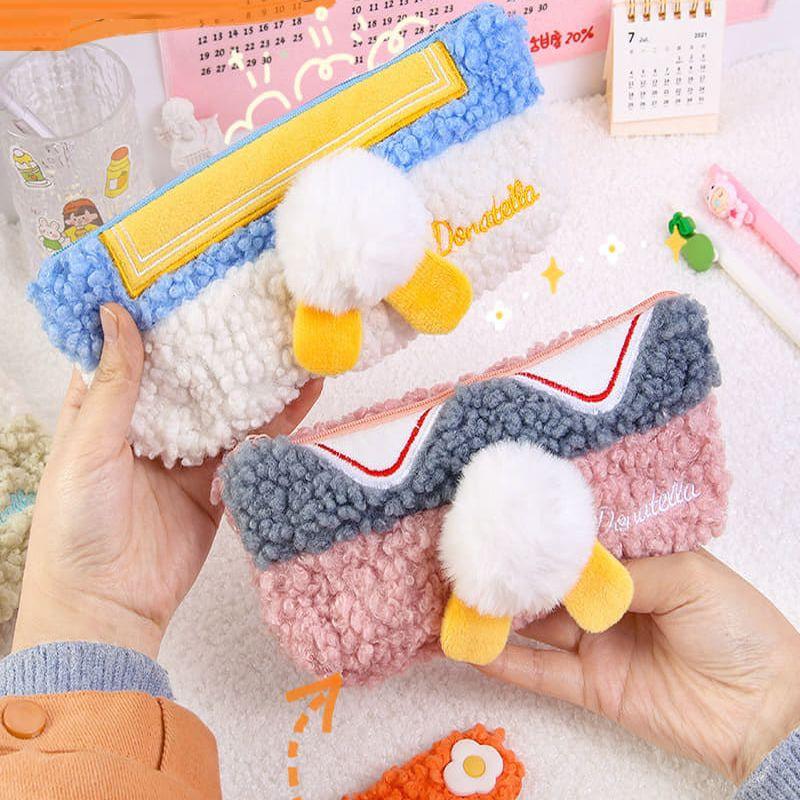 🎀【現貨+發票】韓版新款INS超火可愛胖嘟嘟鴨鴨大屁屁鴨子屁屁鴨屁股鴨子包毛茸茸毛絨絨大容量絨毛羊羔毛筆袋收納袋鉛筆盒-細節圖2