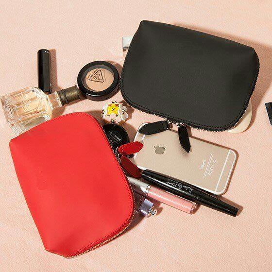 🎀【現貨+發票】黑色純色空白素面兔耳朵化妝包手拿包手機包隨身收納包洗漱包盥洗包過夜包萬用包筆袋隨身包筆刷包小物包零錢包-細節圖3