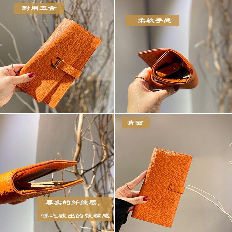 🎀【現貨+發票】《真皮頭層牛皮》新款超薄復古簡約素面質感莫蘭迪色真皮長夾韓風多卡位大容量女士皮夾皮包錢夾手拿包零錢包手機-細節圖6