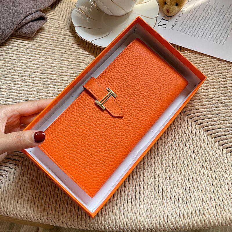 🎀【現貨+發票】《真皮頭層牛皮》新款超薄復古簡約素面質感莫蘭迪色真皮長夾韓風多卡位大容量女士皮夾皮包錢夾手拿包零錢包手機-細節圖9