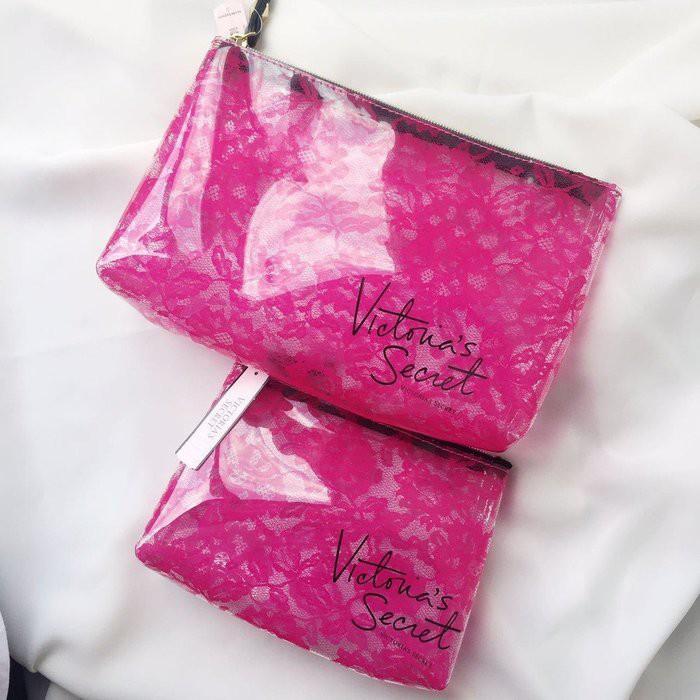 🎀【現貨+發票】韓版新款桃紅蕾絲化妝包手拿包手機包隨身收納包洗漱包盥洗包過夜包萬用包筆袋隨身包筆刷包小物包零錢包-細節圖2