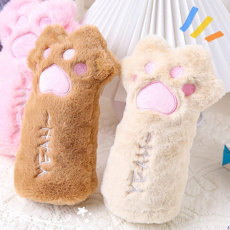 🎀【現貨+發票】韓版新款INS超萌可愛貓爪筆袋貓咪毛絨筆袋毛茸茸毛絨絨大容量絨毛肉球貓腳貓掌筆袋收納袋收納包零錢包鉛筆盒-細節圖4