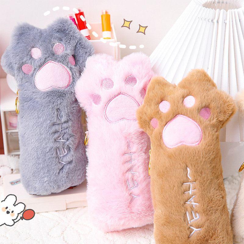 🎀【現貨+發票】韓版新款INS超萌可愛貓爪筆袋貓咪毛絨筆袋毛茸茸毛絨絨大容量絨毛肉球貓腳貓掌筆袋收納袋收納包零錢包鉛筆盒-細節圖5