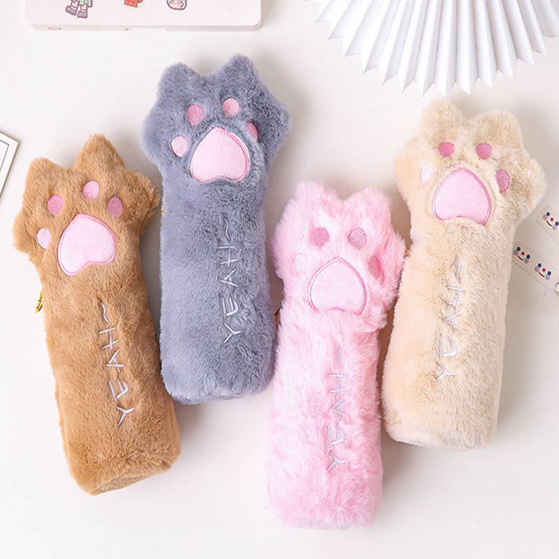 🎀【現貨+發票】韓版新款INS超萌可愛貓爪筆袋貓咪毛絨筆袋毛茸茸毛絨絨大容量絨毛肉球貓腳貓掌筆袋收納袋收納包零錢包鉛筆盒-細節圖6