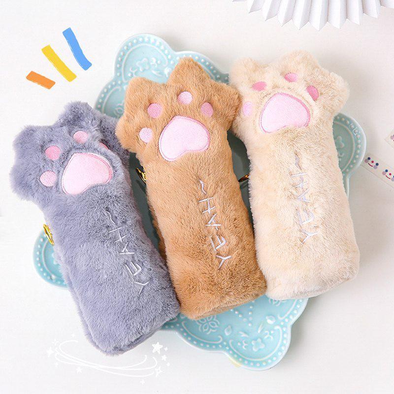 🎀【現貨+發票】韓版新款INS超萌可愛貓爪筆袋貓咪毛絨筆袋毛茸茸毛絨絨大容量絨毛肉球貓腳貓掌筆袋收納袋收納包零錢包鉛筆盒-細節圖7