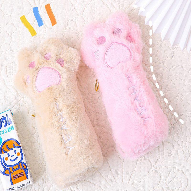 🎀【現貨+發票】韓版新款INS超萌可愛貓爪筆袋貓咪毛絨筆袋毛茸茸毛絨絨大容量絨毛肉球貓腳貓掌筆袋收納袋收納包零錢包鉛筆盒-細節圖8