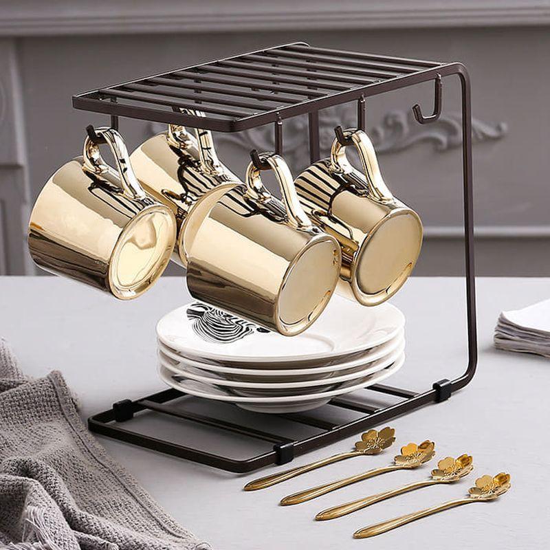 🎀【現貨+發票】創意動物倒影陶瓷咖啡杯電鍍鏡面反射陶瓷倒影杯 INS火紅水杯牛奶杯下午茶咖啡杯茶杯碟陶瓷杯套裝-細節圖7