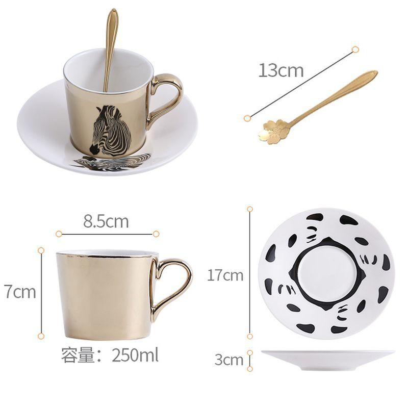 🎀【現貨+發票】創意動物倒影陶瓷咖啡杯電鍍鏡面反射陶瓷倒影杯 INS火紅水杯牛奶杯下午茶咖啡杯茶杯碟陶瓷杯套裝-細節圖9