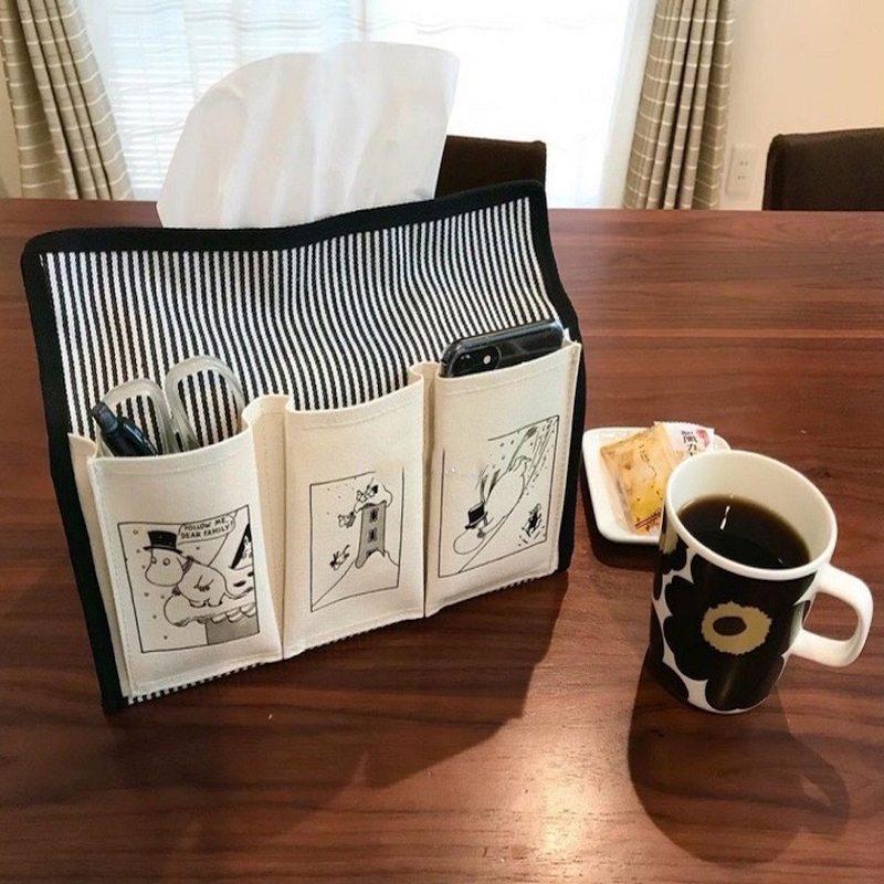 🎀【現貨+發票】MOOMIN嚕嚕咪嚕嚕米姆明亞美小不點帆布桌上收納多口袋收納盒面紙套面紙盒置物籃收納袋遙控器收納雜誌附錄-細節圖2