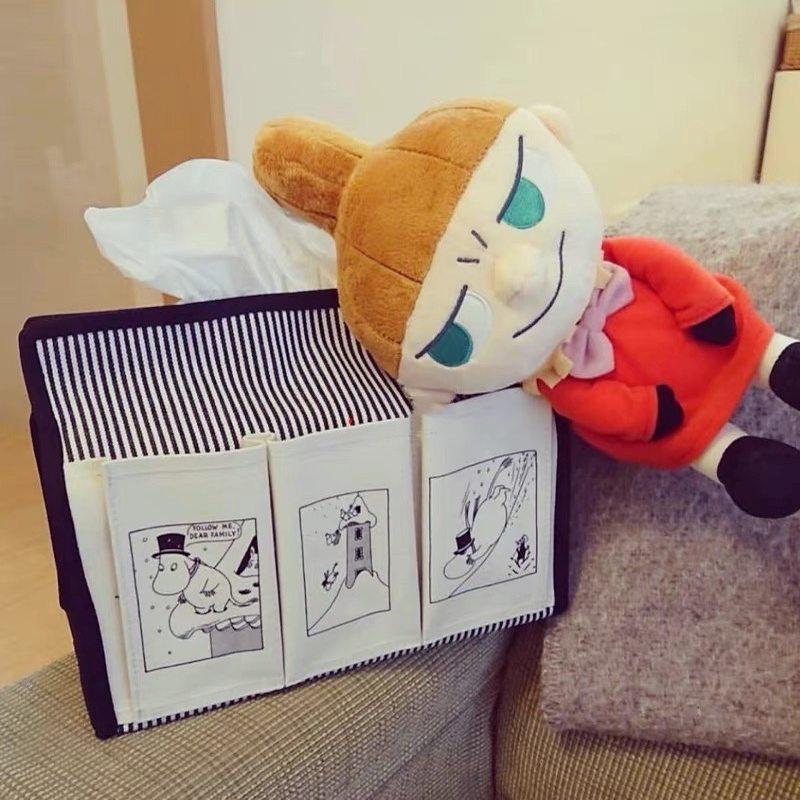 🎀【現貨+發票】MOOMIN嚕嚕咪嚕嚕米姆明亞美小不點帆布桌上收納多口袋收納盒面紙套面紙盒置物籃收納袋遙控器收納雜誌附錄-細節圖3