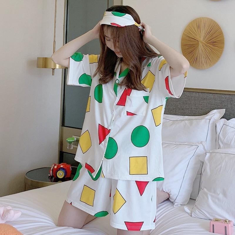 🎀【現貨+發票】❗蠟筆小新睡衣小新同款 INS超火紅爆款 韓國夏季新款 韓版涼感短袖上下套裝休閒服居家服-細節圖3