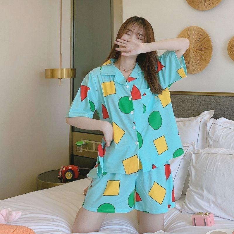 🎀【現貨+發票】❗蠟筆小新睡衣小新同款 INS超火紅爆款 韓國夏季新款 韓版涼感短袖上下套裝休閒服居家服-細節圖5