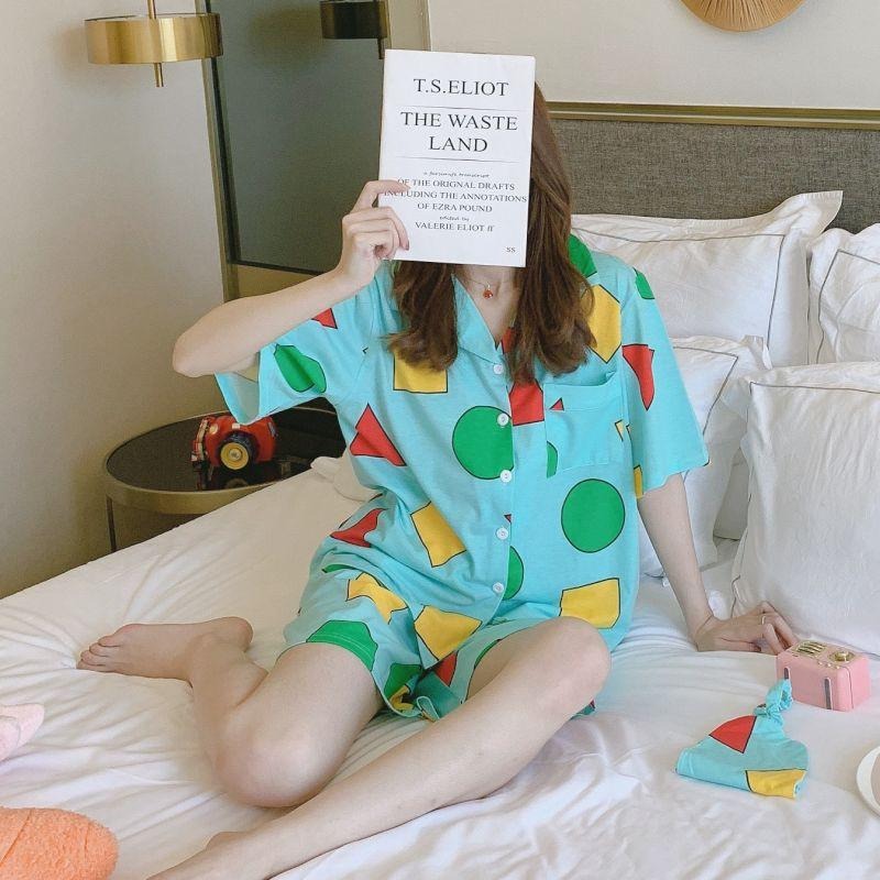 🎀【現貨+發票】❗蠟筆小新睡衣小新同款 INS超火紅爆款 韓國夏季新款 韓版涼感短袖上下套裝休閒服居家服-細節圖6