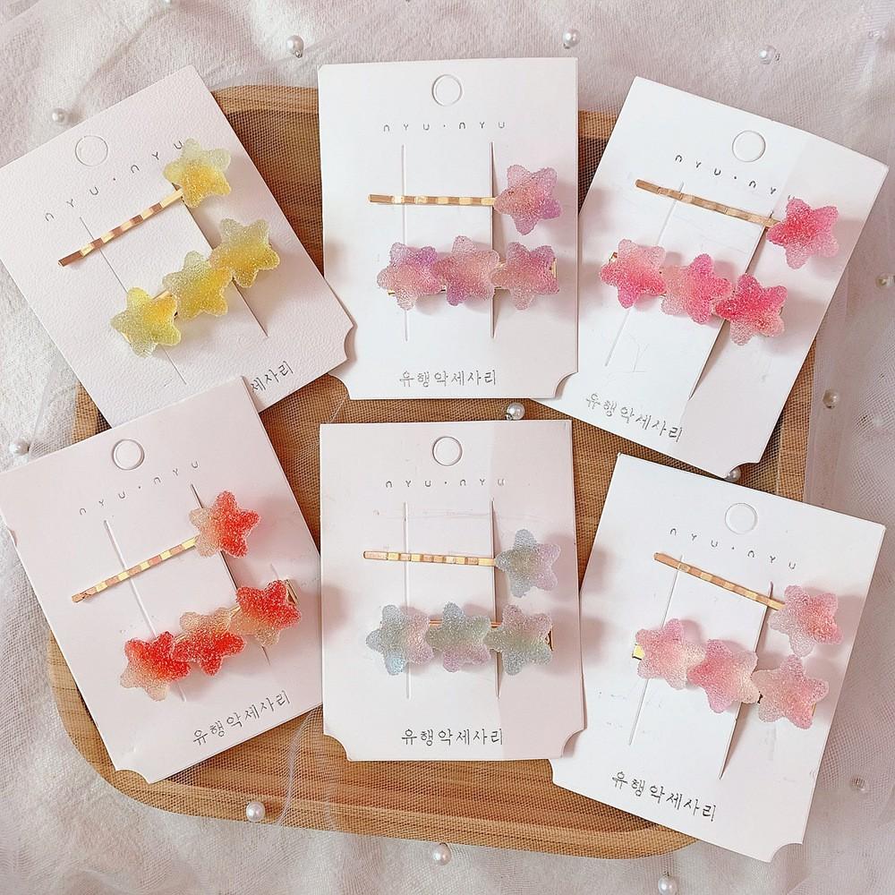 🎀【現貨+發票】韓系甜美清新彩虹軟糖QQ軟糖可愛漸變漸層髮夾少女心髮飾愛心星星一字夾髮夾套組仿真軟糖髮飾頭飾-細節圖3