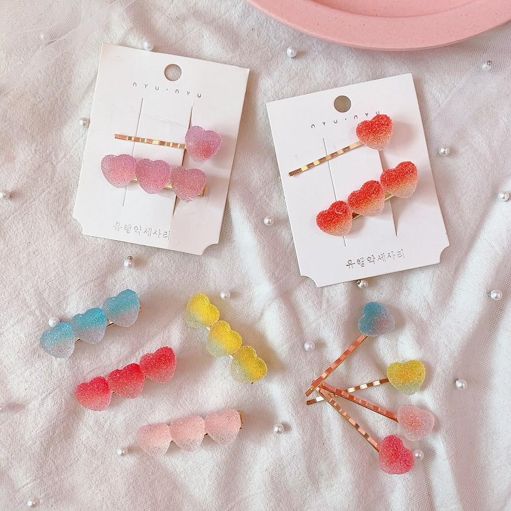 🎀【現貨+發票】韓系甜美清新彩虹軟糖QQ軟糖可愛漸變漸層髮夾少女心髮飾愛心星星一字夾髮夾套組仿真軟糖髮飾頭飾-細節圖5