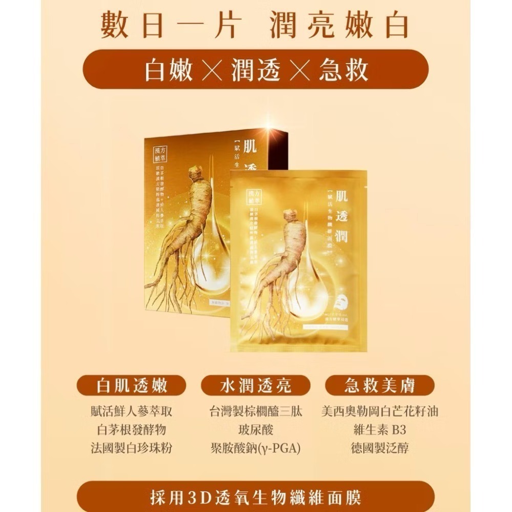 超值優惠🌿漢方養膚🌿 MSB極致營養水光肌 肌透潤 面膜 人蔘 生物纖維面膜 名絢生技保濕 透亮美白-細節圖3