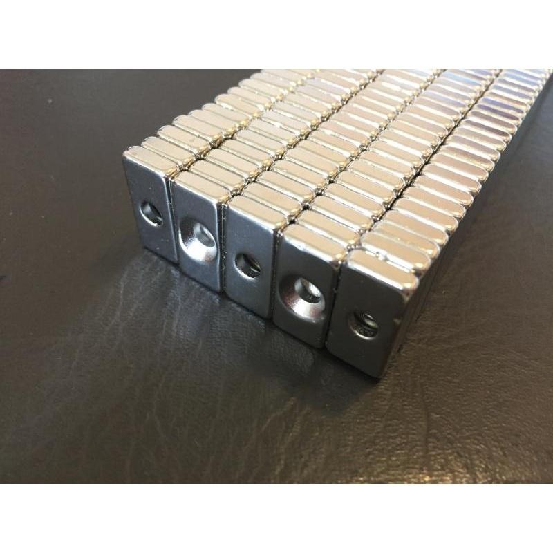 強力磁鐵座 20mmx10mmx5mm M4孔鍍鎳 【好磁多】專業磁鐵銷售-細節圖2