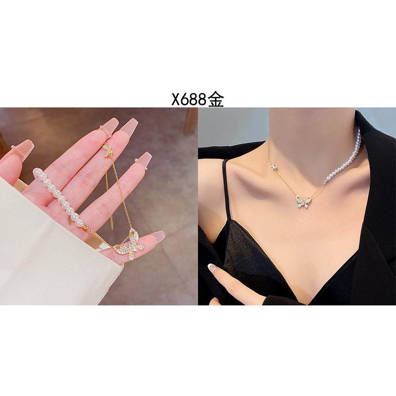 項鏈 頸鍊 韓版 鈦鋼 小橙子🍊 ins 韓國 輕奢 鈦鋼 珍珠 項鍊 小眾 高級 設計感 ins風 百搭 氣質 鎖骨鏈-細節圖2