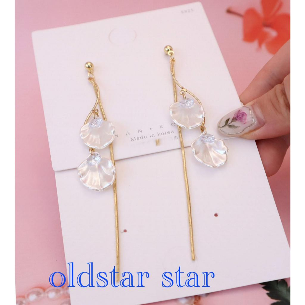 耳環 耳釘 耳飾 耳針 小橙子🍊 台灣現貨 韓版長款流蘇珍珠耳環S925銀針百搭氣質東大門耳飾品網紅爆款耳墜 S925-細節圖2