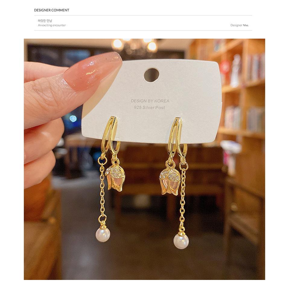 耳環 耳釘 耳飾 耳針 小橙子🍊 台灣現貨 S925銀 韓版 長款 流蘇 鬱金 耳環 百搭 氣質 東大門 耳飾品網紅爆款-細節圖2