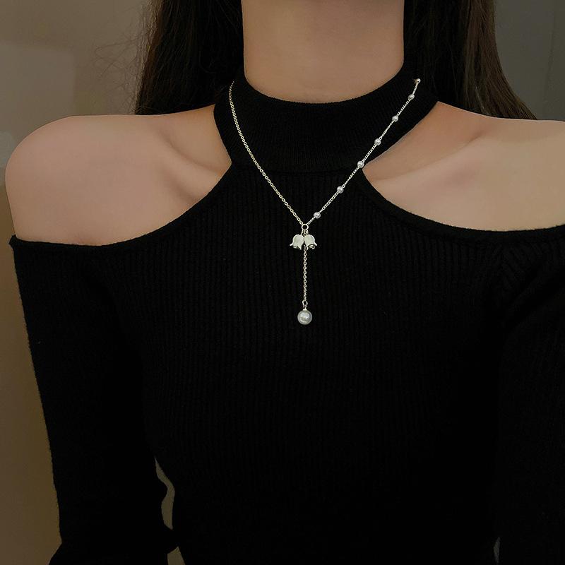 項鏈 頸鍊 韓版 鈦鋼 小橙子🍊 輕奢小眾 小清新 鈴蘭花 項鍊 女ins風 百搭 氣質 網紅同款 鈦鋼 鎖骨鏈-細節圖2