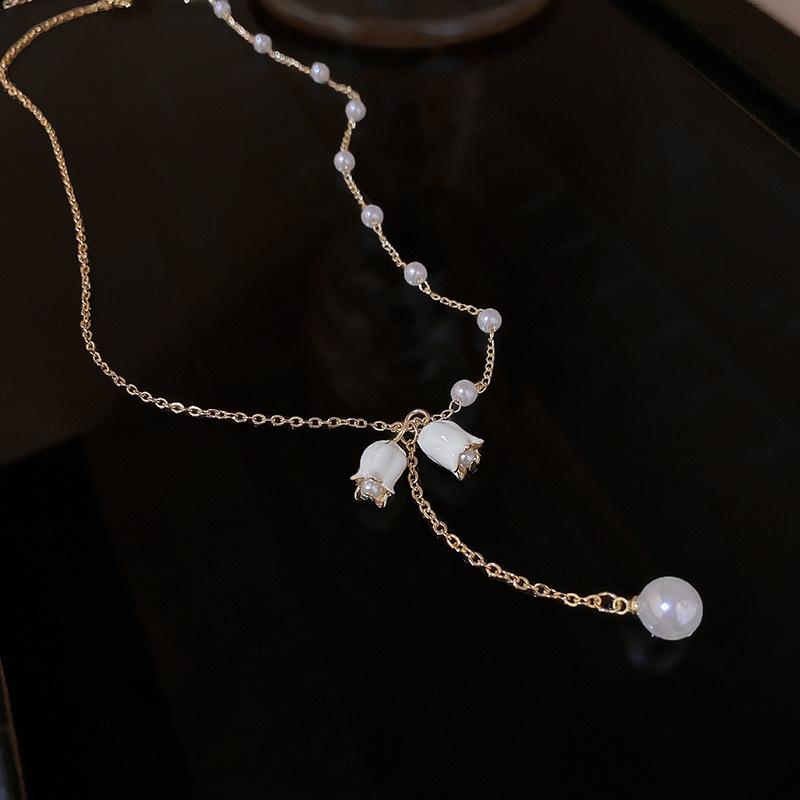 項鏈 頸鍊 韓版 鈦鋼 小橙子🍊 輕奢小眾 小清新 鈴蘭花 項鍊 女ins風 百搭 氣質 網紅同款 鈦鋼 鎖骨鏈-細節圖4