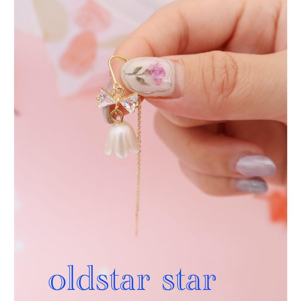 耳環 耳釘 耳飾 耳針 小橙子🍊 台灣現貨 S925 銀針 長款 流蘇 耳線鈴 蘭花 鋯石 蝴蝶結 輕奢 小眾 精緻-細節圖2