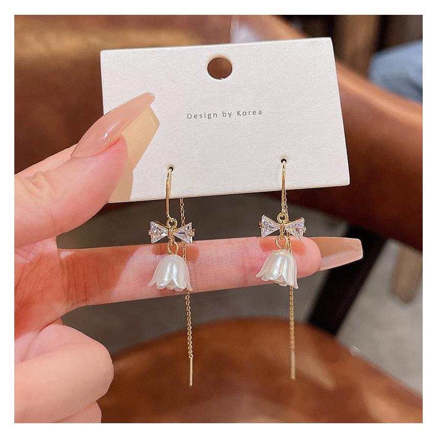 耳環 耳釘 耳飾 耳針 小橙子🍊 台灣現貨 S925 銀針 長款 流蘇 耳線鈴 蘭花 鋯石 蝴蝶結 輕奢 小眾 精緻-細節圖5