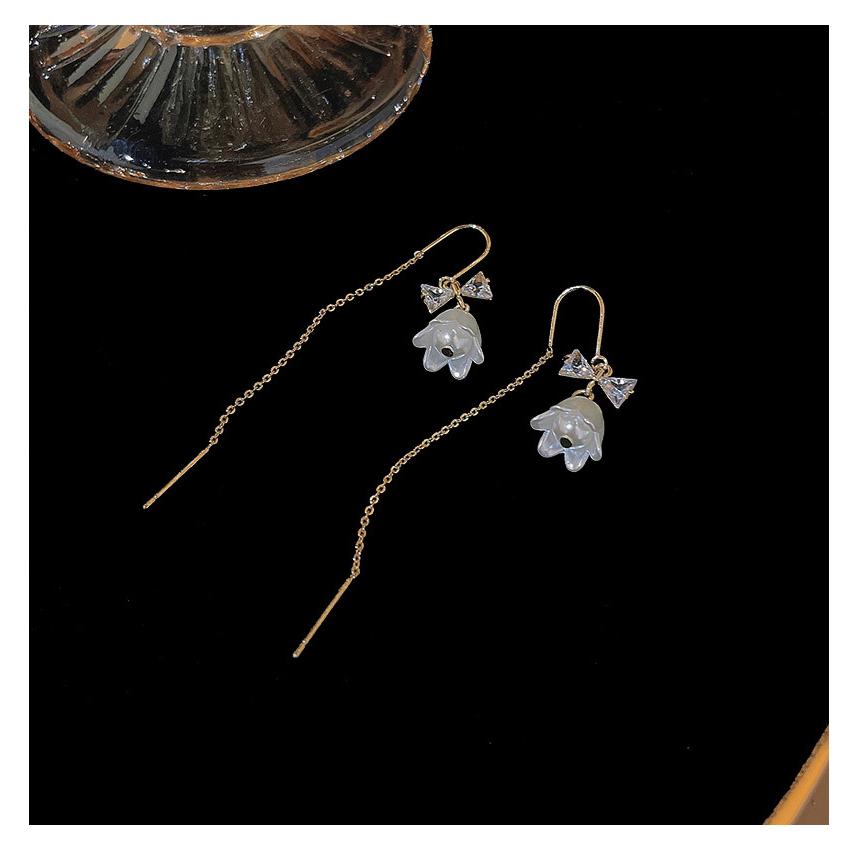 耳環 耳釘 耳飾 耳針 小橙子🍊 台灣現貨 S925 銀針 長款 流蘇 耳線鈴 蘭花 鋯石 蝴蝶結 輕奢 小眾 精緻-細節圖6