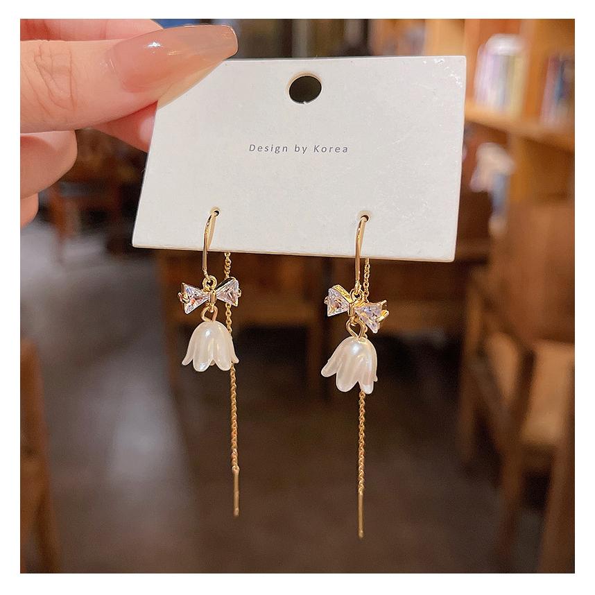 耳環 耳釘 耳飾 耳針 小橙子🍊 台灣現貨 S925 銀針 長款 流蘇 耳線鈴 蘭花 鋯石 蝴蝶結 輕奢 小眾 精緻-細節圖7