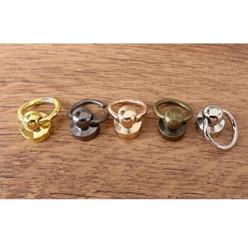 小橙子🍊 D環 帶環奶嘴扣 奶嘴扣 提耳 奶吊 包包掛勾 包包改造配件奶嘴釘 1個 帶環和尚頭 皮包改造 拼布 箱包五金-細節圖2