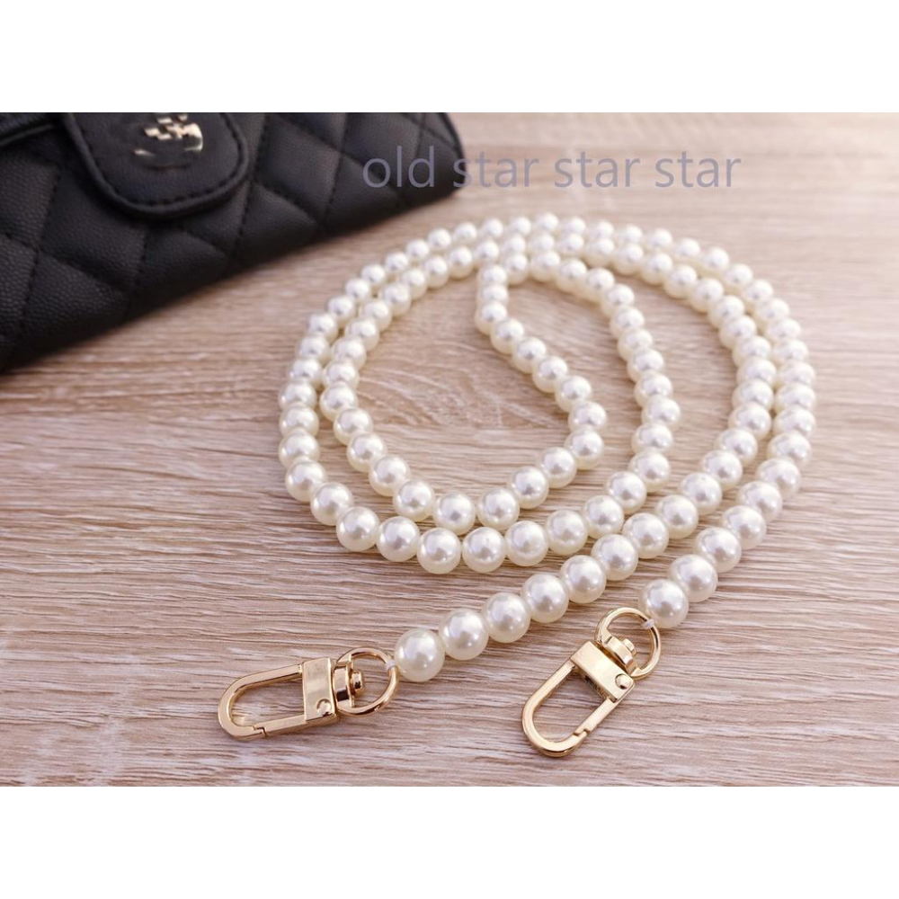 小橙子🍊 8mm 包鏈 珍珠鏈條 鏈帶 皮包鏈條 珍珠鏈帶 高亮優 woc 小香風 珍珠鍊 手挽帶 手機鏈 包鏈-細節圖2